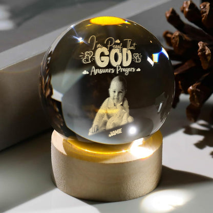 That God Answers Prayer Baby - Personalized Crystal Ball Night Light