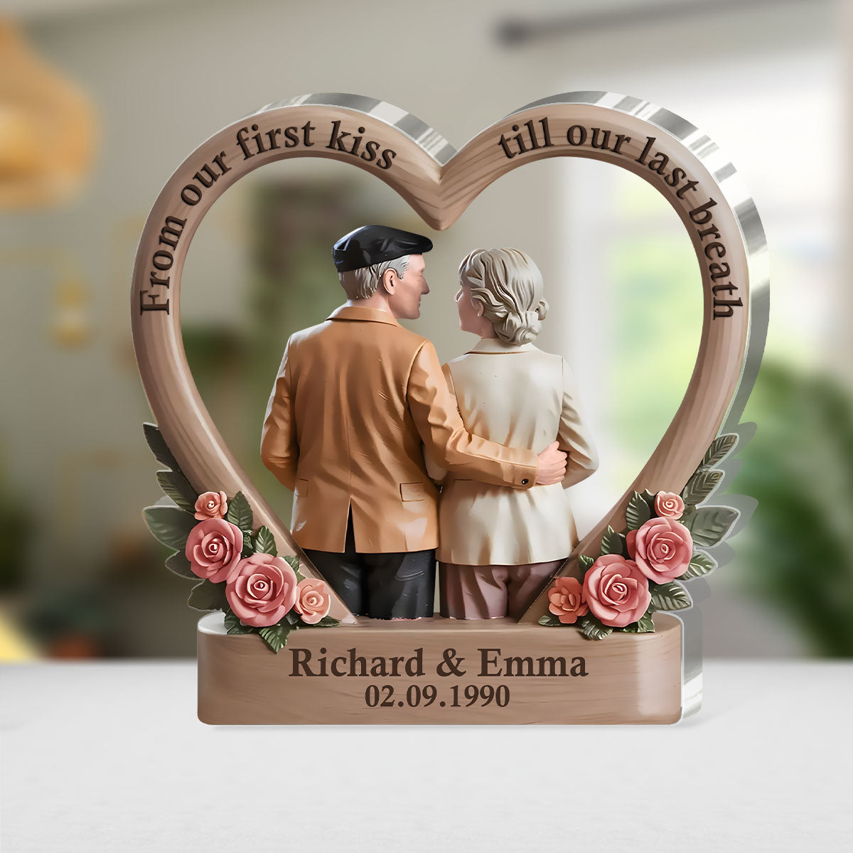Growing Old With You Heart Of Love - Personalized Custom Shaped Squared Acrylic Plaque