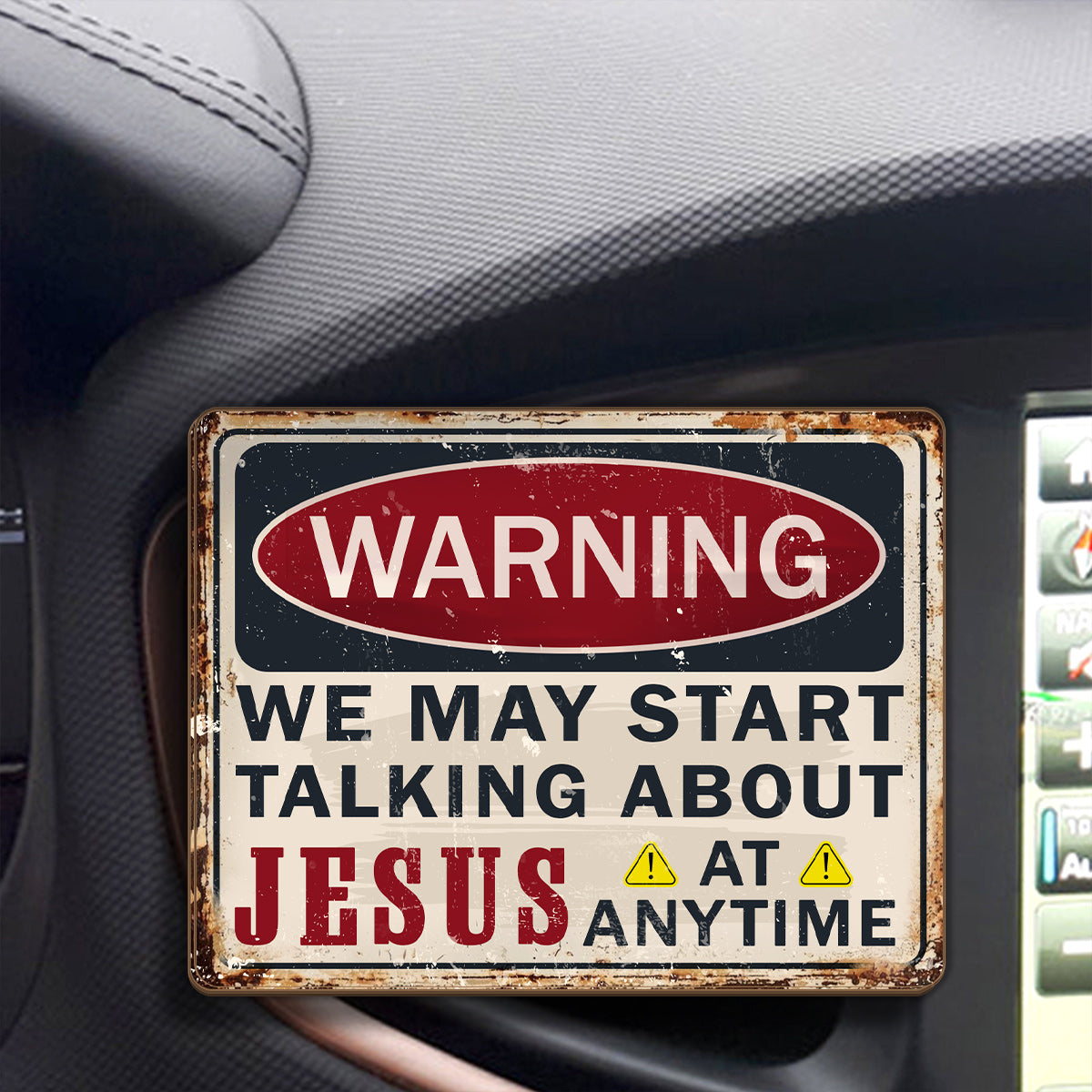 Warning May Start Talking About Jesus At Any Time - Car Visor Clip FCCVCLEHA2040TA