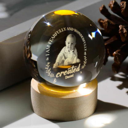 I Am Fearfully And Wonderfully Created - Personalized Crystal Ball Night Light