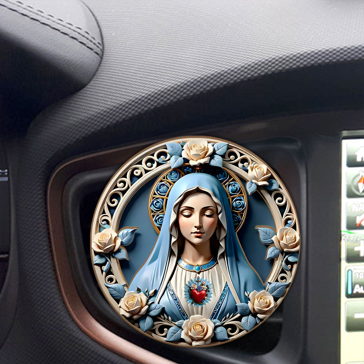 Sacred Heart of Mary -  Car Visor Clip