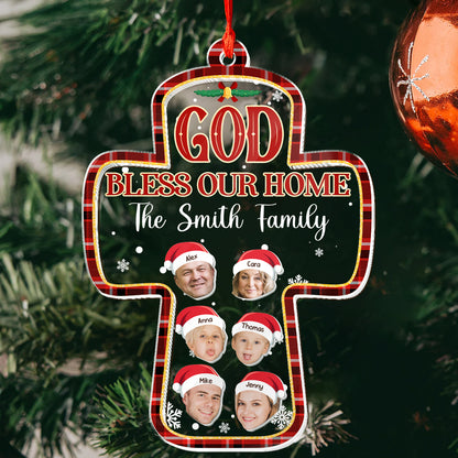 God Bless Our Home - Personalized 3 Layered Christmas Shaker Ornament