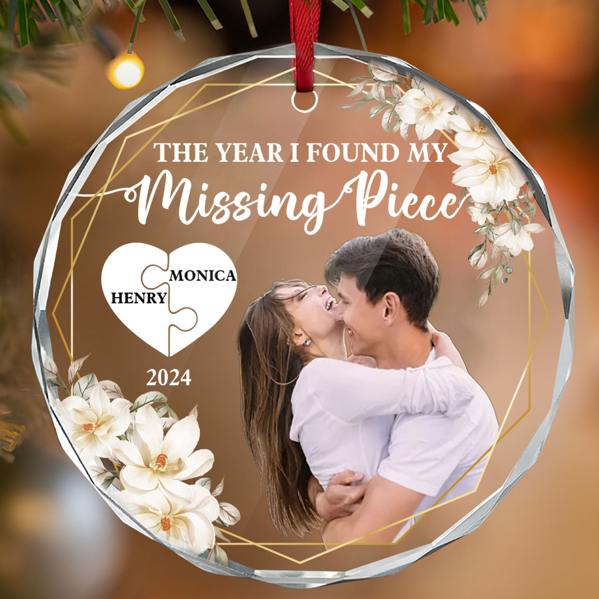 The Year I Found My Missing Piece - Personalized Custom Glass Ornament