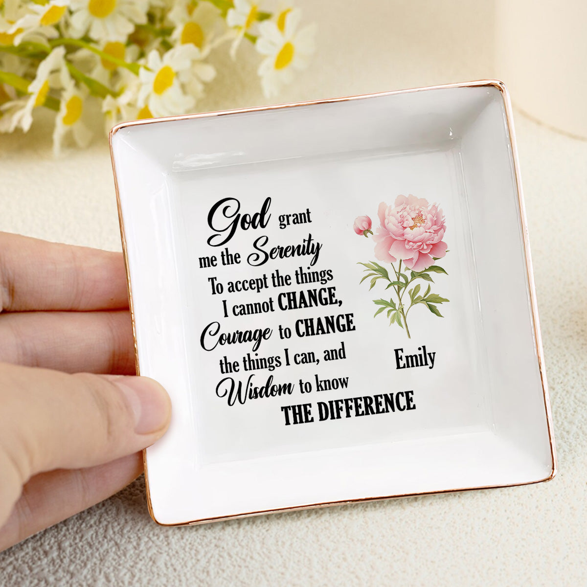 The Serenity Prayer Birth Month Flowers - Personalized Jewelry Dish FCJDLETN2261TA