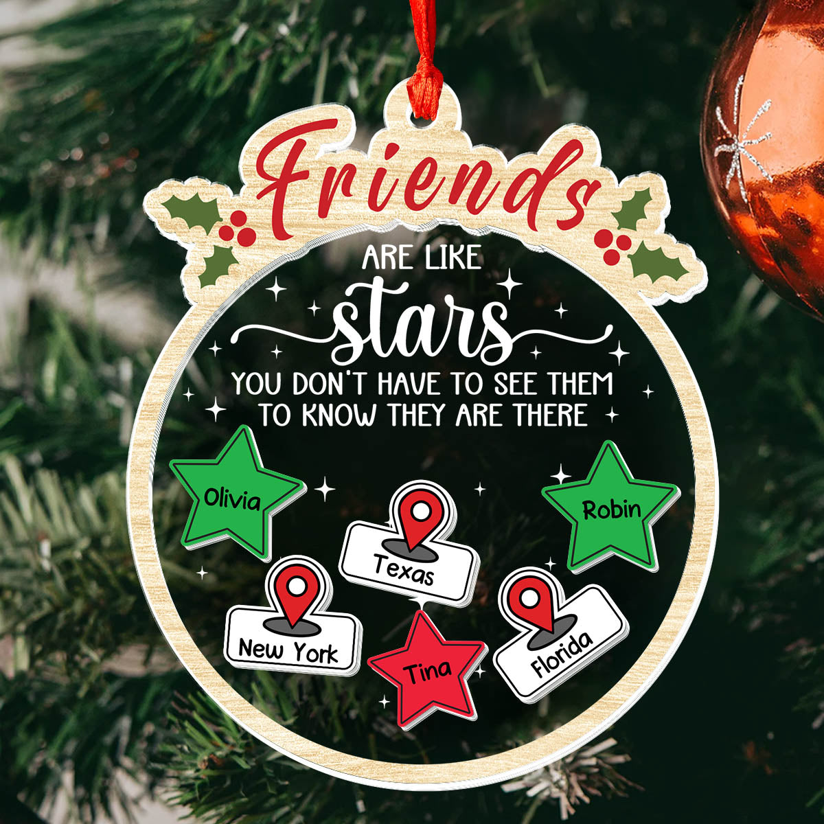 Besties Are Like Stars - Personalized 3 Layered Christmas Shaker Ornament