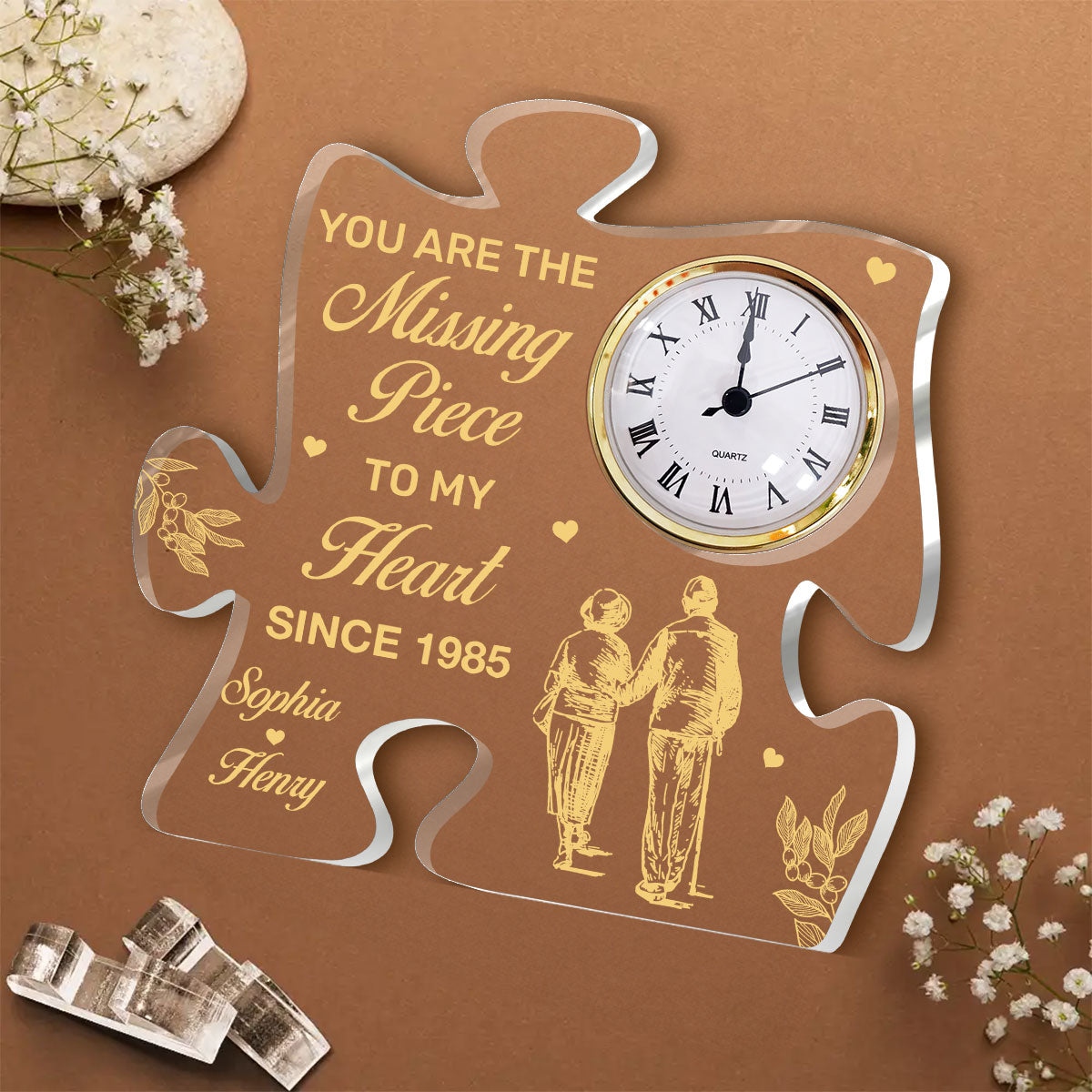 You Are The Missing Piece To My Heart - Personalized Acrylic Desk Clock