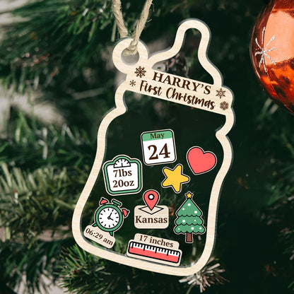 Baby's First Christmas Baby Bottle - Personalized 3 Layered Christmas Shaker Ornament FCCSOLEHA2469L