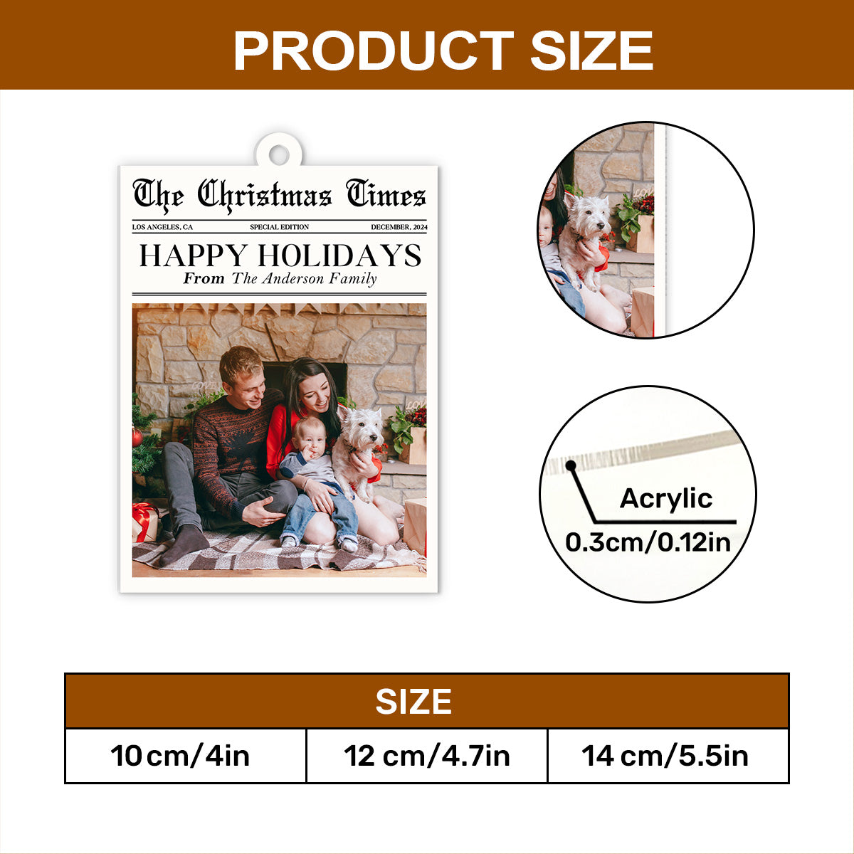 The Christmas Time Family Newspaper - Personalized 1-Side Acrylic Ornament