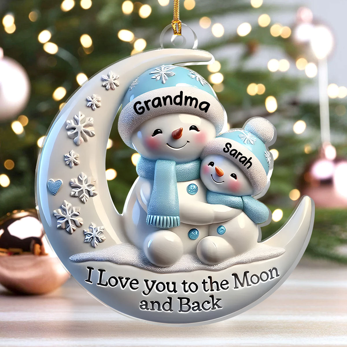 Grandma & Me Moonlight Snuggle - Personalized 1-Layer Acrylic Ornament