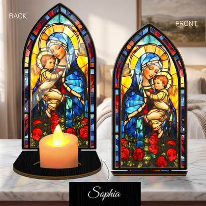 Radiant Madonna And Child - Personalized Candle Holder