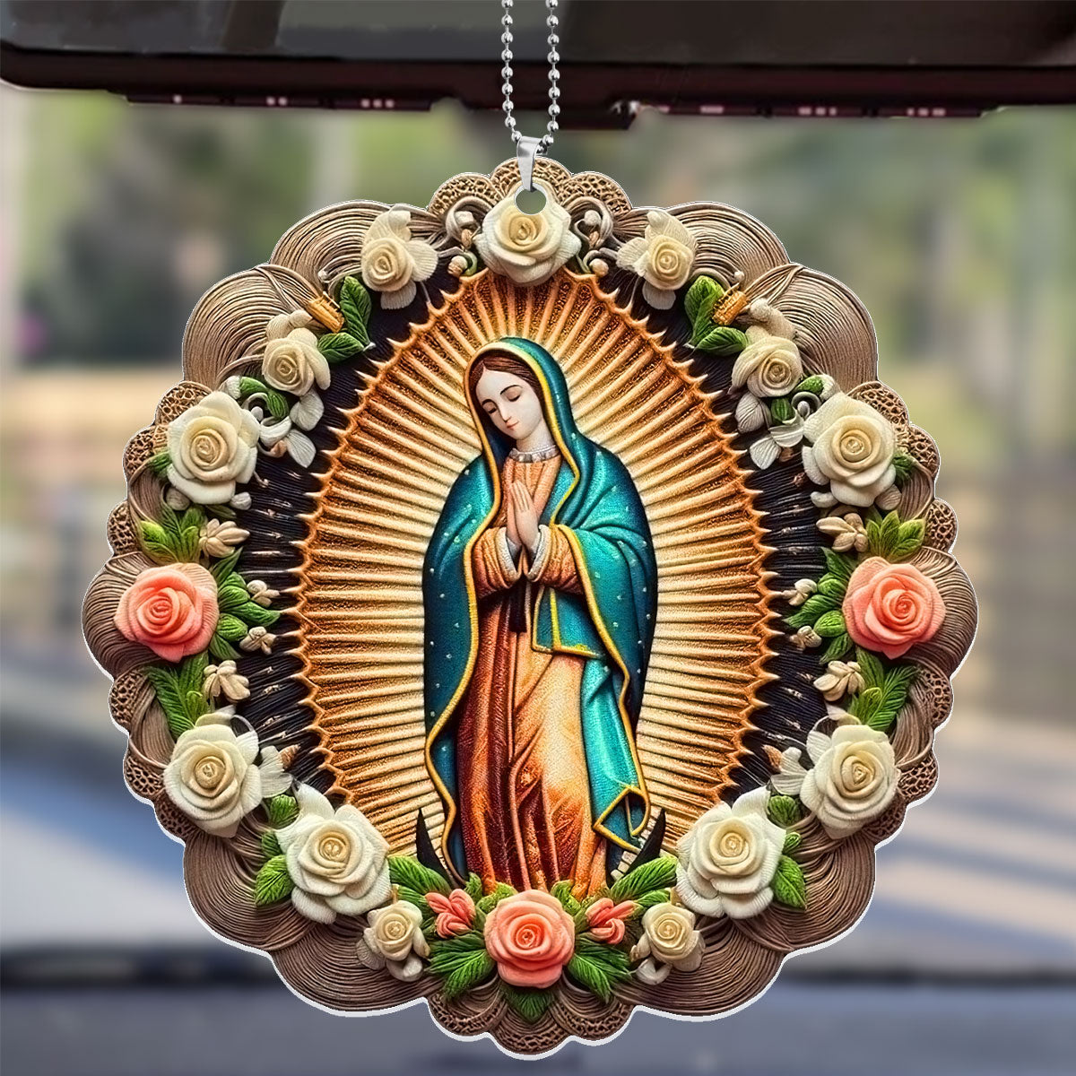 The Virgin Mary Retro Style - 1-Side Car Acrylic Hanging Ornament