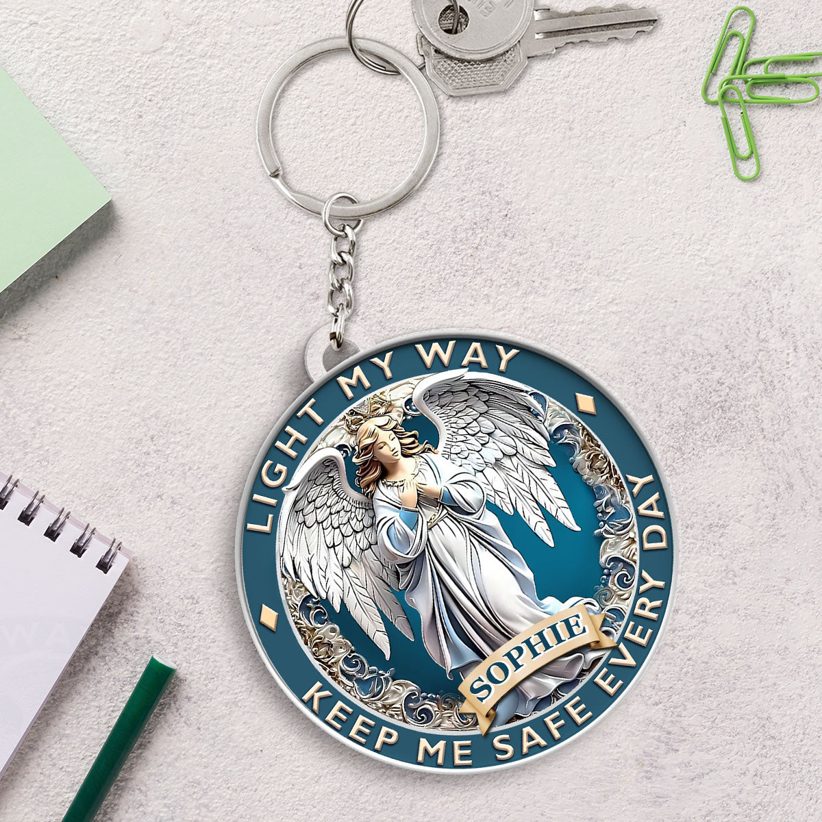 Never Drive Faster Than Your Guardian Angel Can Fly - Personalized Acrylic Keychain