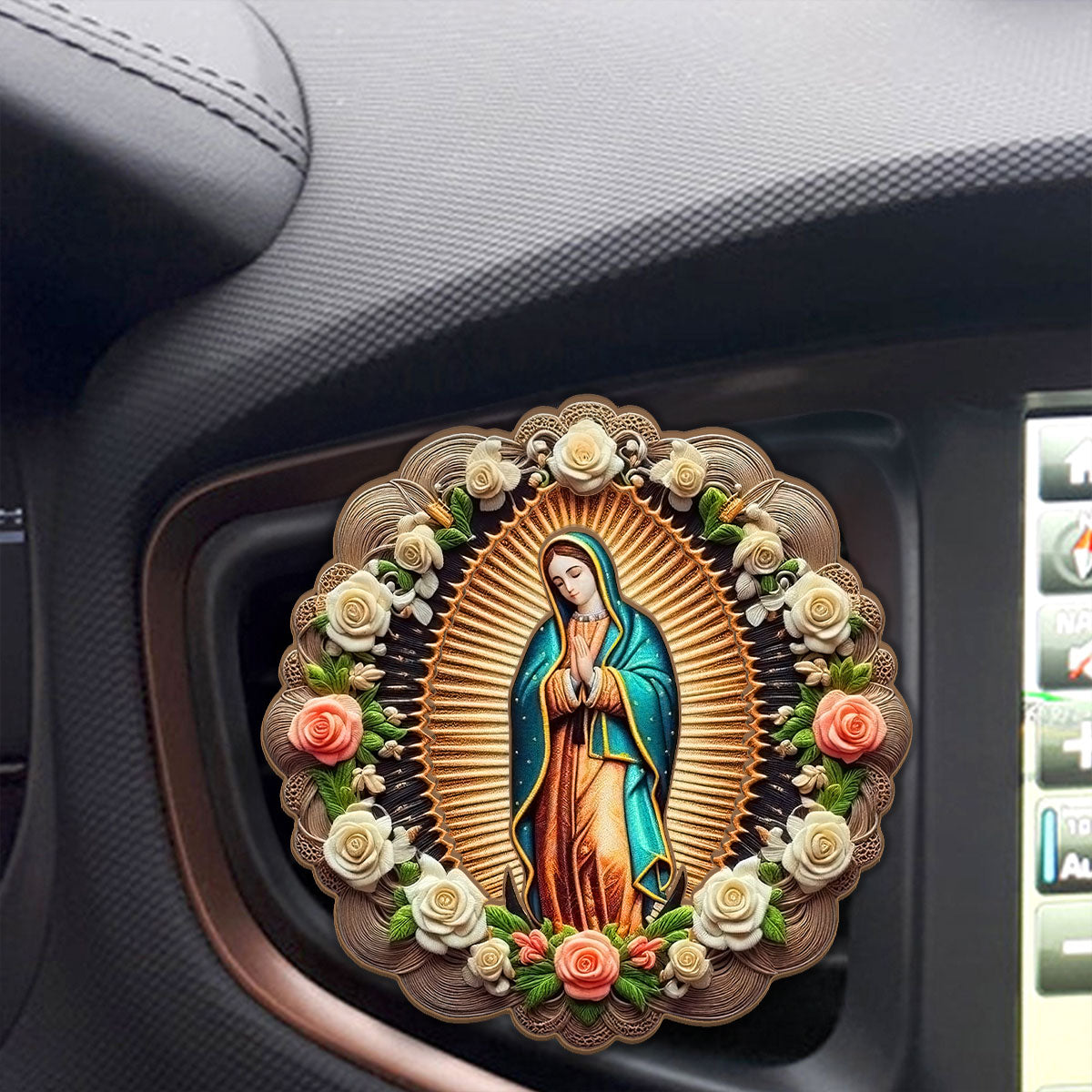 The Virgin Mary Retro Style - Car Visor Clip