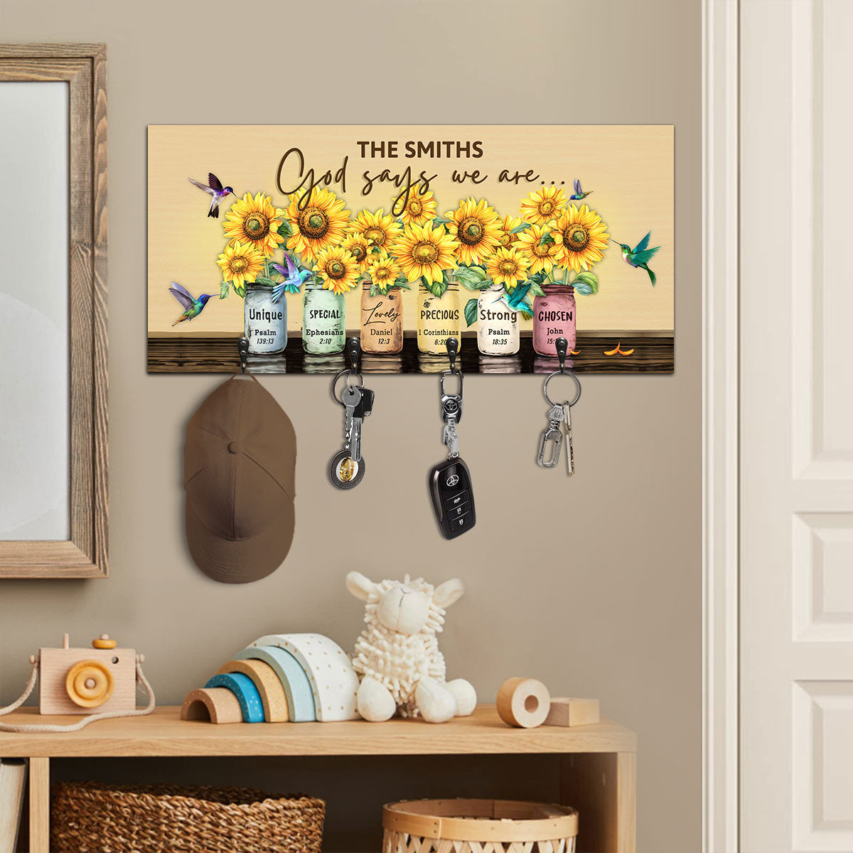 Sunflower God Says We Are - Personalized Key Holder