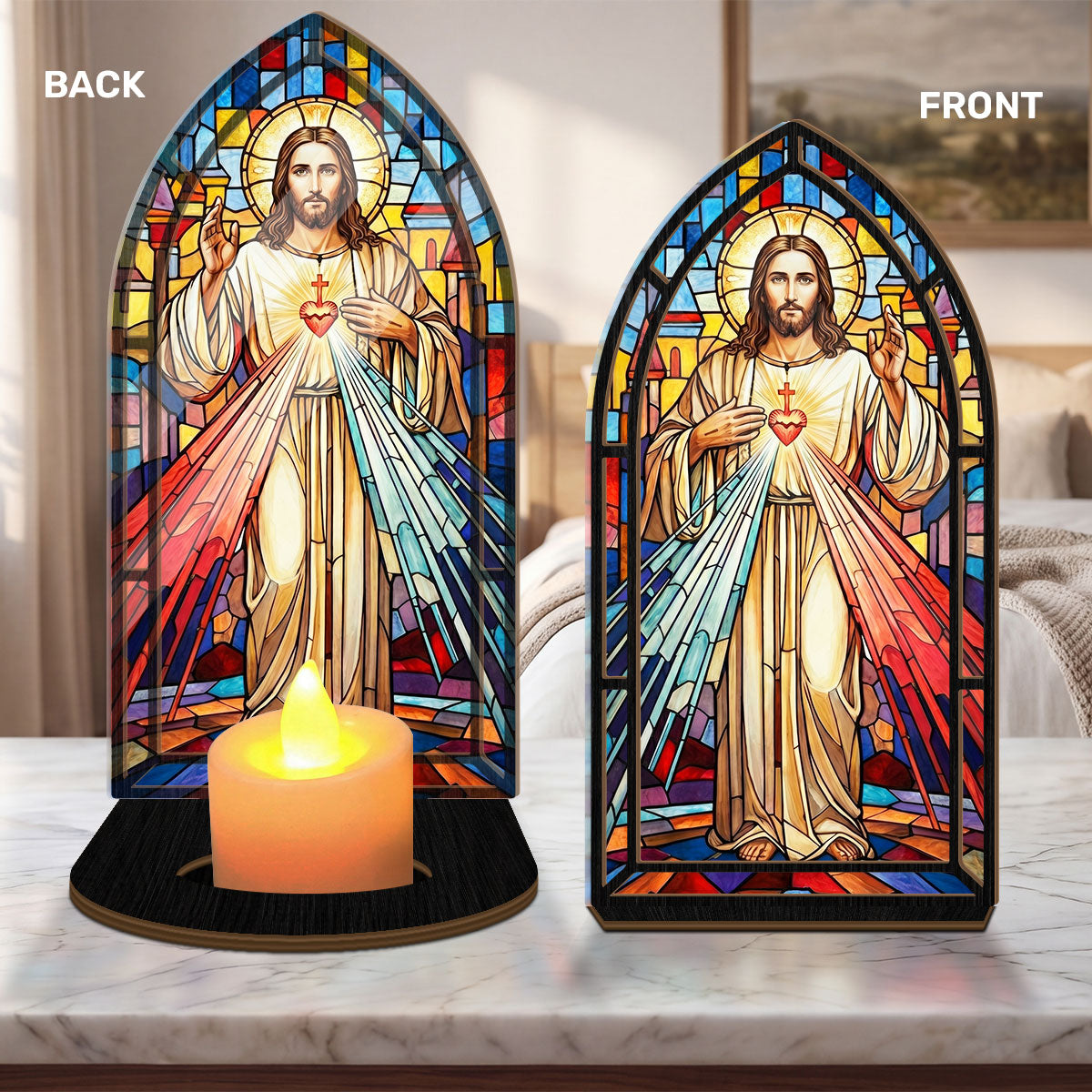 Divine Mercy Eternal Love Light - Personalized Candle Holder