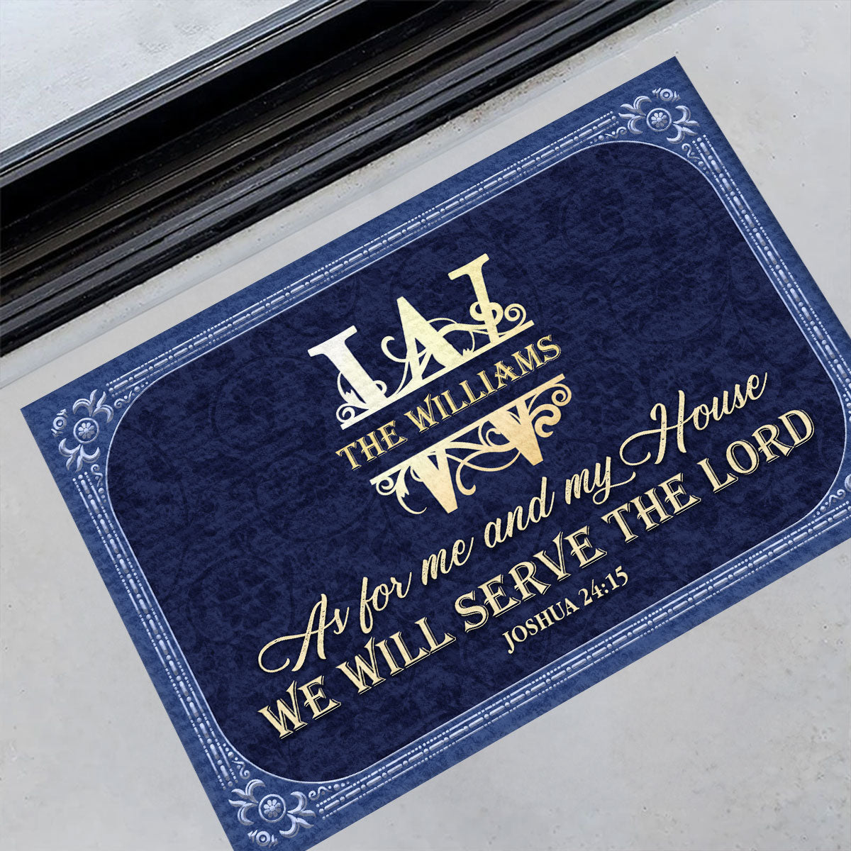 As For Me And My House We Will Serve The Lord - Personalized Doormat