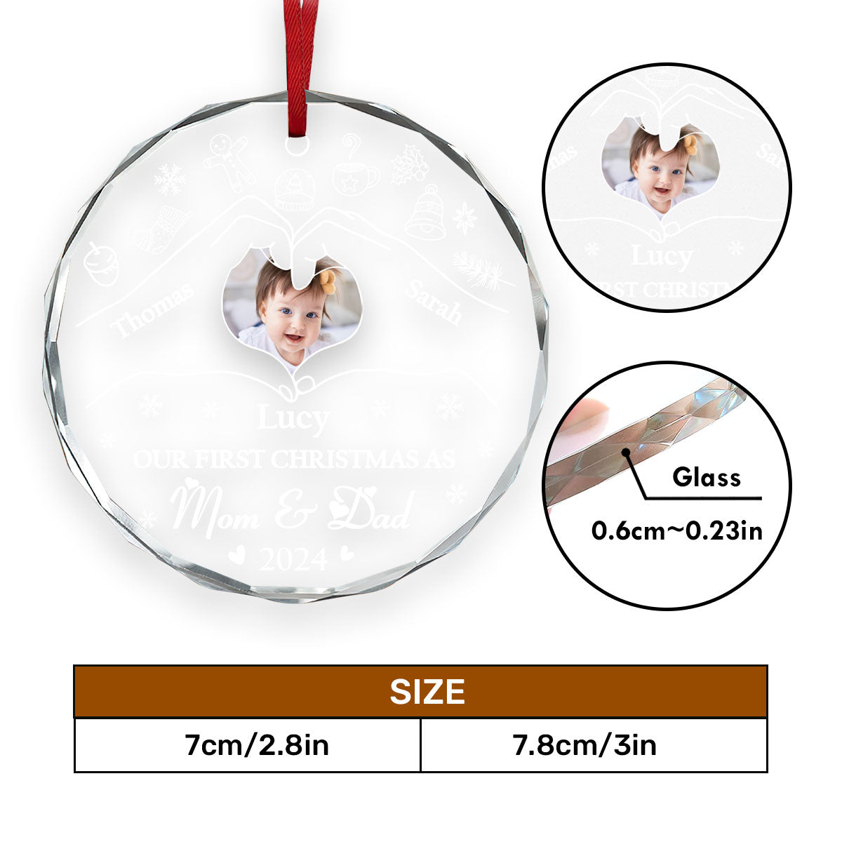 Our First Christmas As Mom And Dad Newborn Baby - Personalized Custom Glass Ornament FCURGOPLEHA2199TA