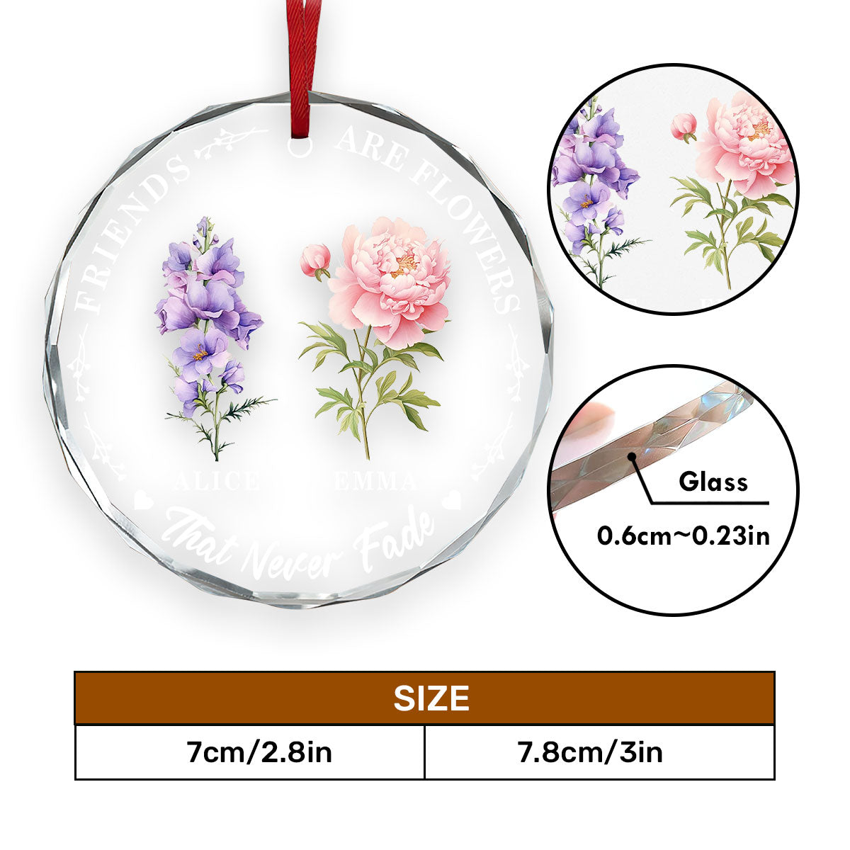 Personalized Birth Month Flower Bestie - Personalized Custom Glass Ornament FCURGOPLEHA2320T