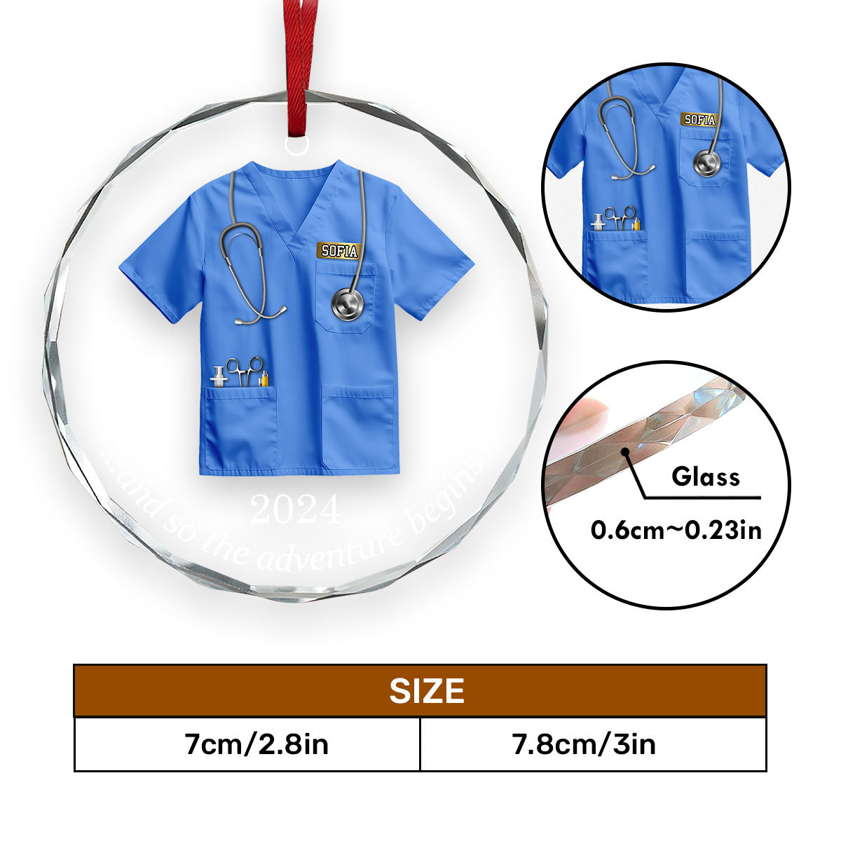 So The Adventure Begins Nurse's First Christmas - Personalized Custom Glass Ornament FCURGOPLEHA2588M