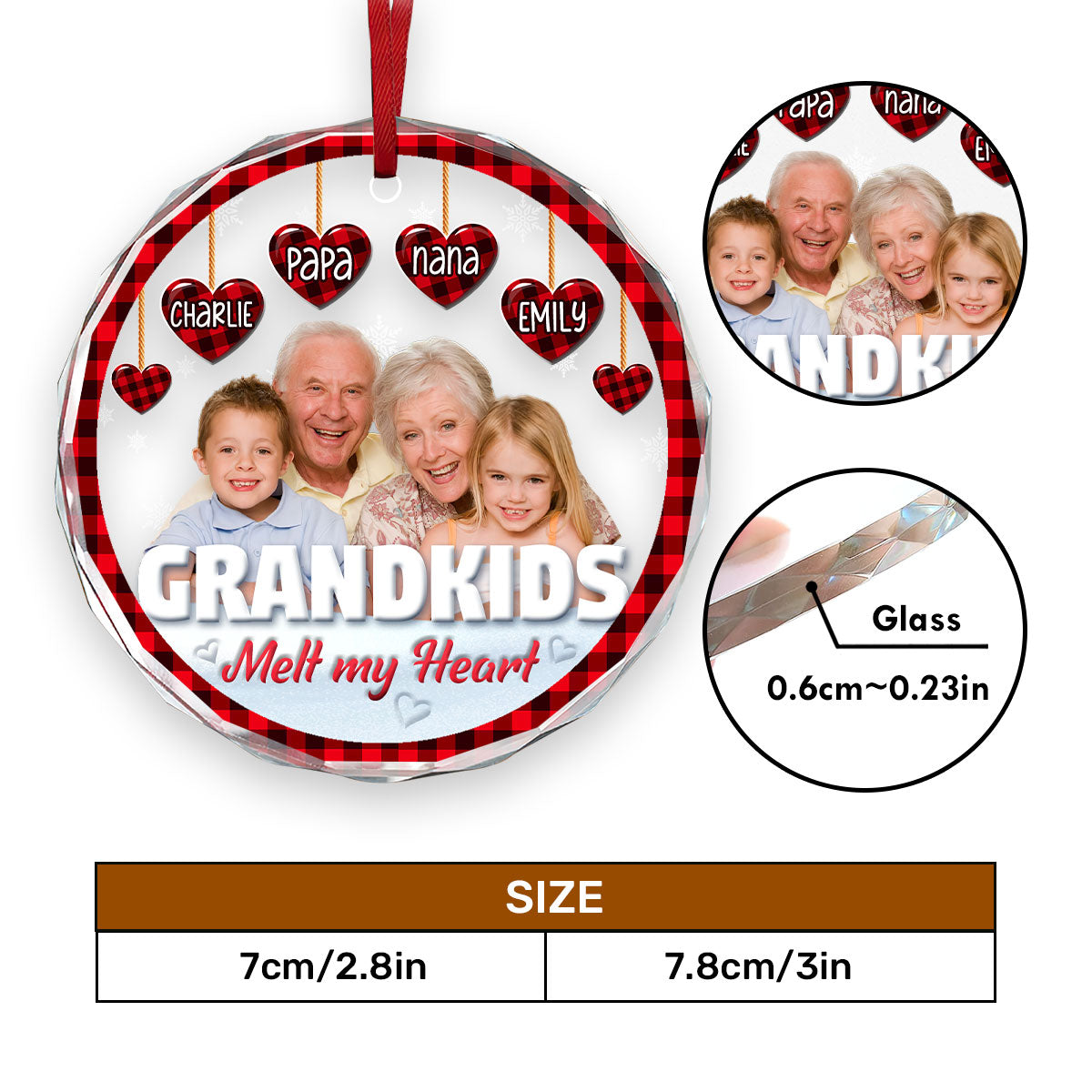 Grandkids Melt My Heart - Personalized Custom Glass Ornament FCURGOPLEHA2718M