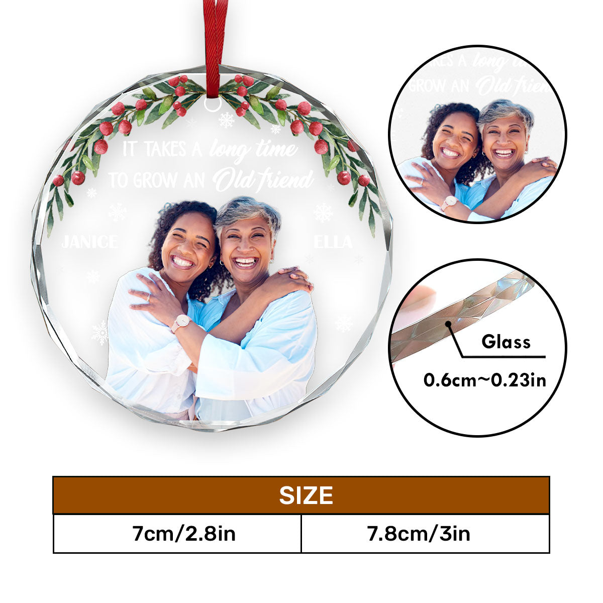 It Takes A Long Time To Grow An Old Friend - Personalized Custom Glass Ornament FCURGOPLEHA2839T