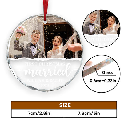 Our First Christmas Couple - Personalized Custom Glass Ornament FCURGOPLEHA2884T