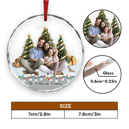 Christmas Background Photo Upload - Personalized Custom Glass Ornament FCURGOPLETN2498T