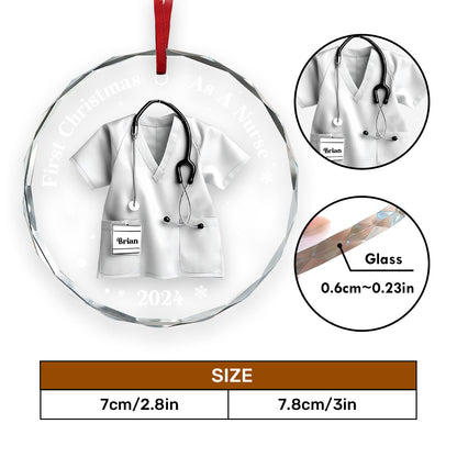 First Christmas As A Nurse - Personalized Custom Glass Ornament FCURGOPLETN2590L