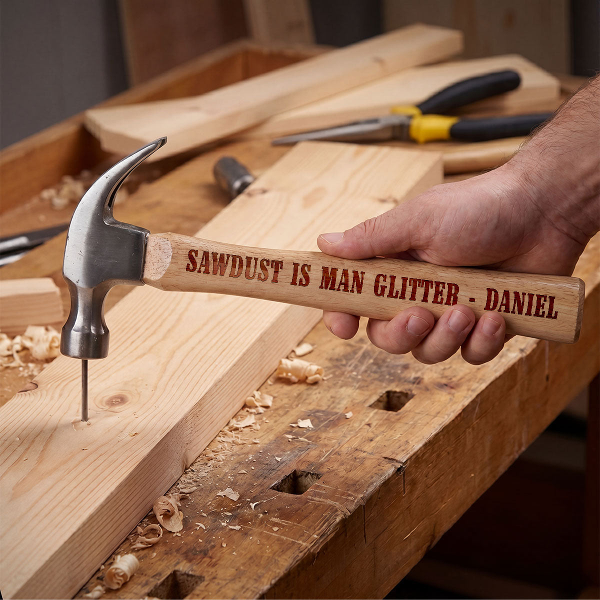 Sawdust Is Man Glitter - Personalized Wooden Hammer