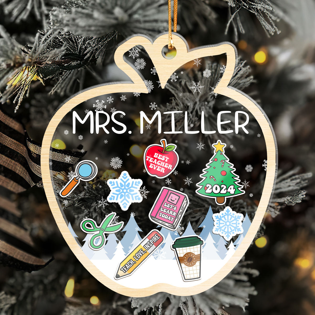 Teacher 2024 Christmas - Personalized 3 Layered Christmas Shaker Ornament FCCSOLEHA2481M