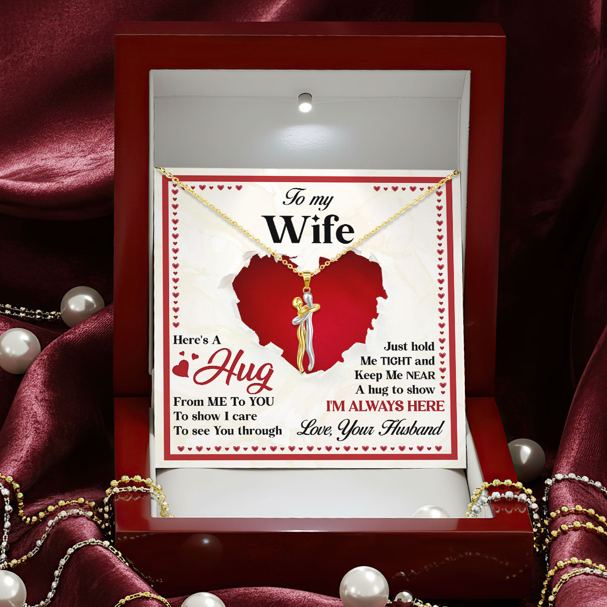 Here's A Hug From Me To You - Personalized Hug Charm Necklace