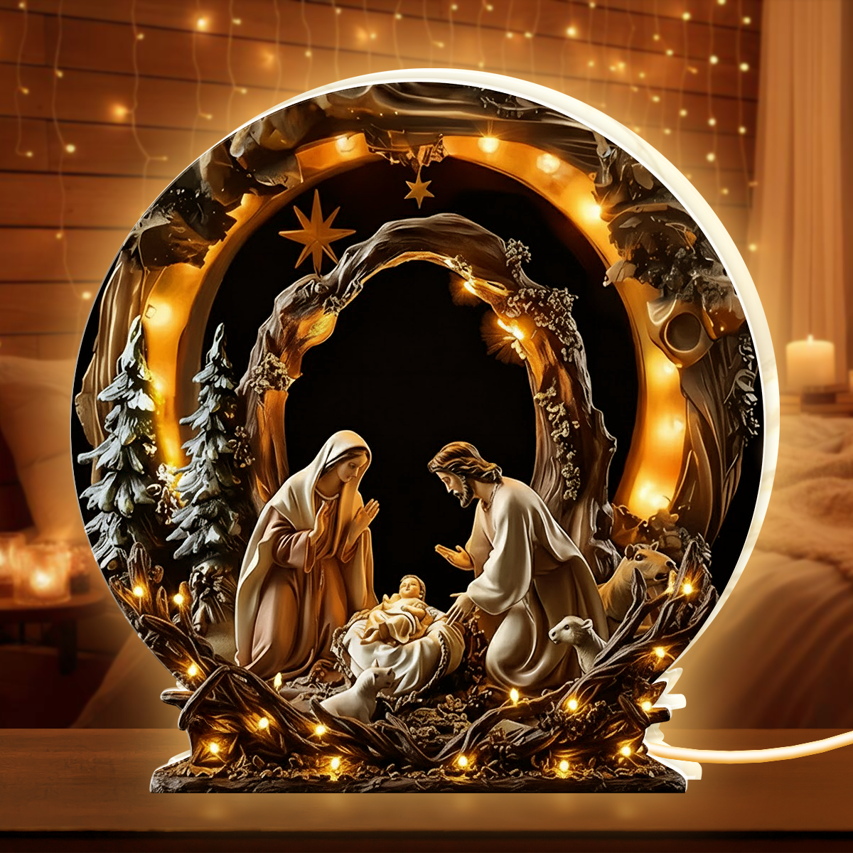 Holy Nativity Scene Christmas -  Light Box