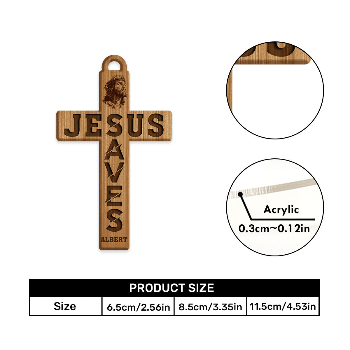 Jesus Saves Me - Personalized 1-Side Car Acrylic Hanging Ornament