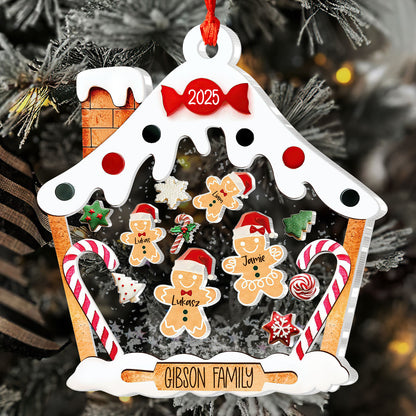 Personalized Gingerbread House Family - Personalized 3 Layered Christmas Shaker Ornament FCCSOLETN2165D