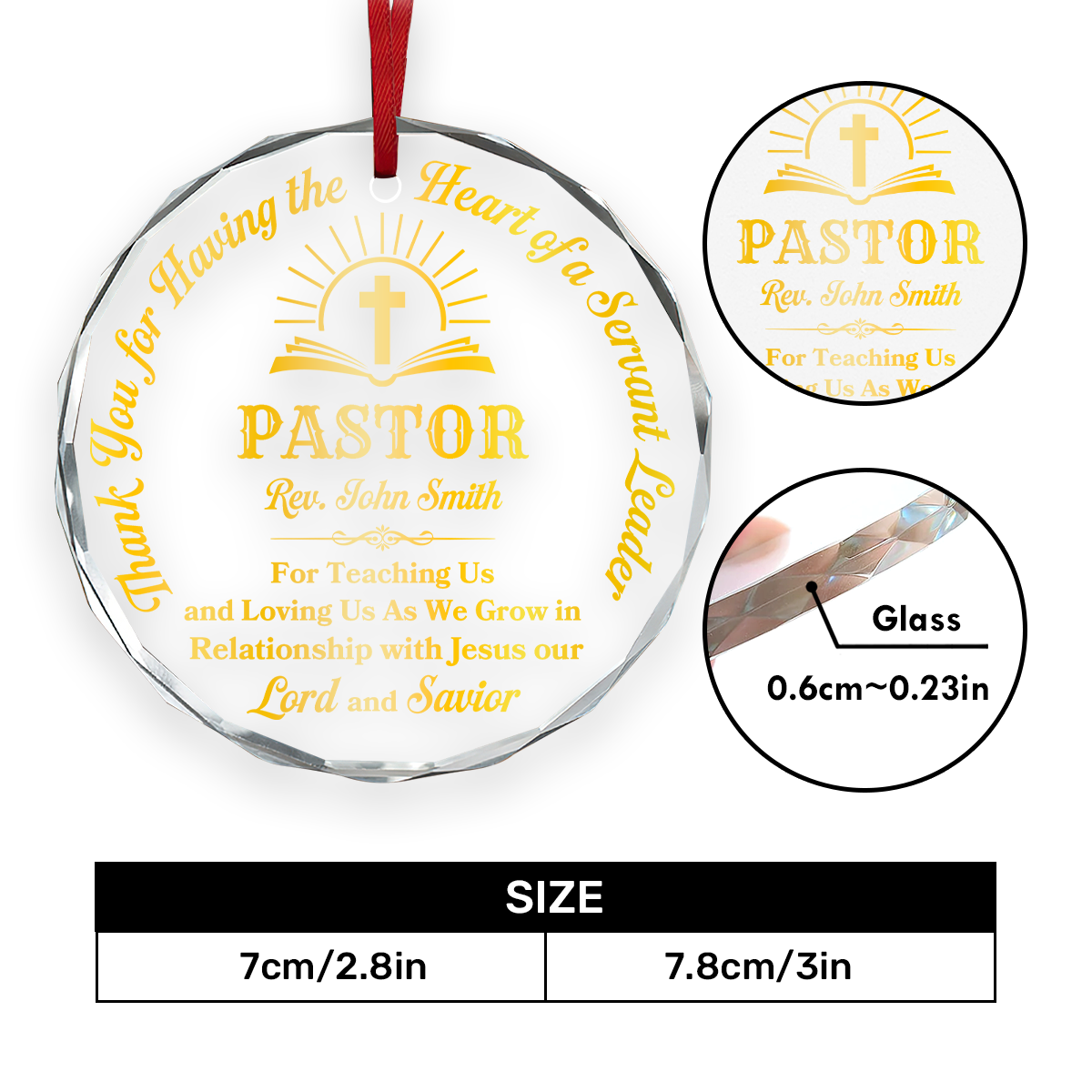 Heart of a Servant Leader - Personalized Round Shaped Glass Ornament