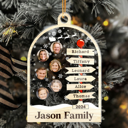 Family Direction Sign - Personalized 3 Layered Christmas Shaker Ornament FCCSOLETN2502T