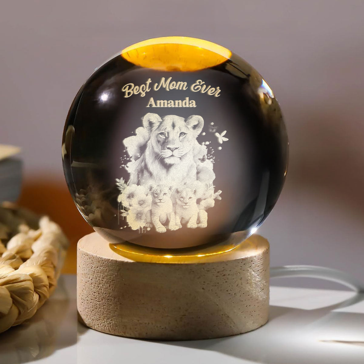 Mama Roar - Personalized Crystal Ball Night Light