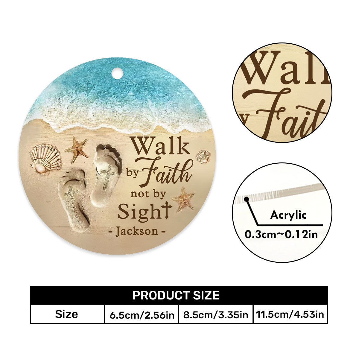 Walk By Faith Not By Sight - Personalized 1-Side Car Acrylic Hanging Ornament