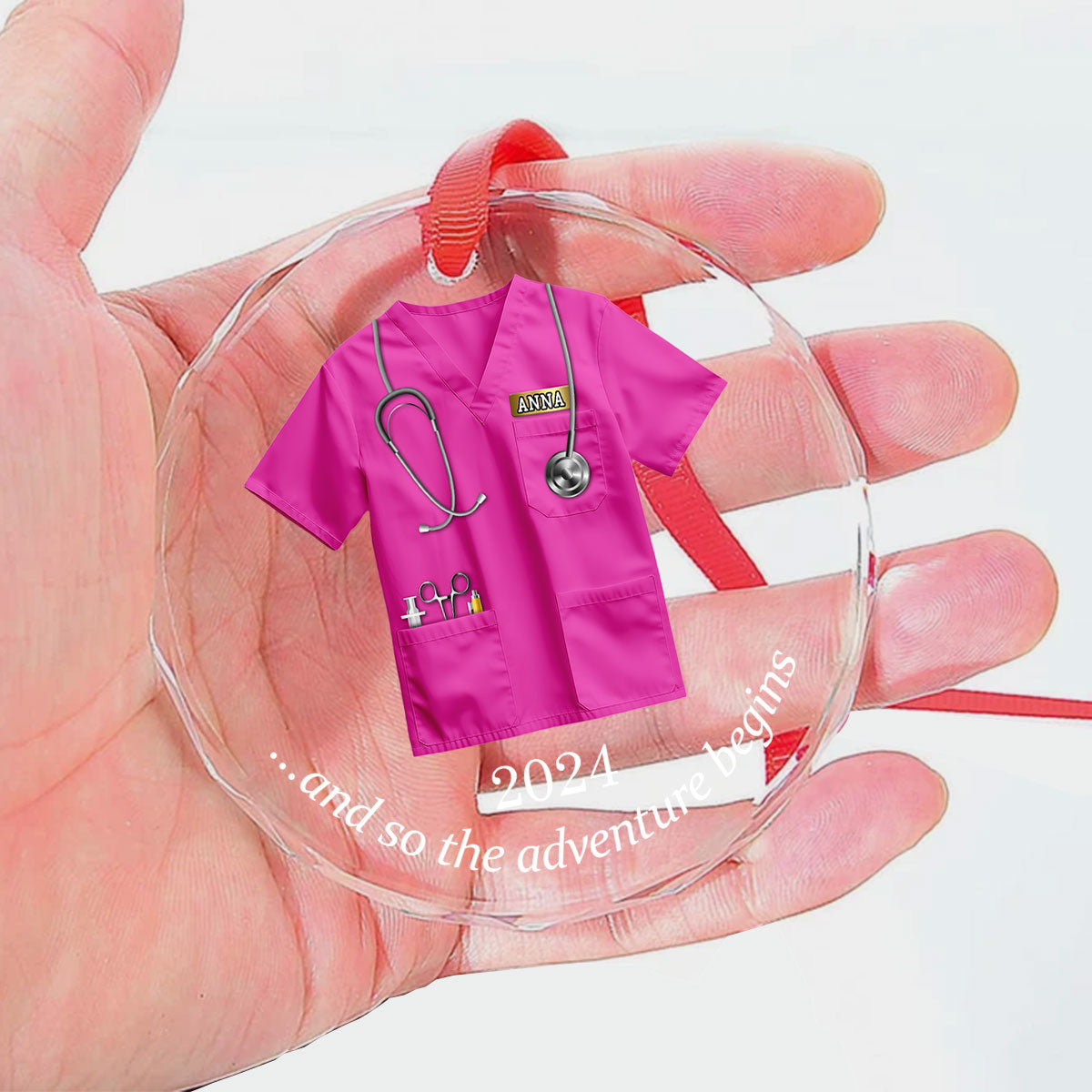 So The Adventure Begins Nurse's First Christmas - Personalized Custom Glass Ornament FCURGOPLEHA2588M