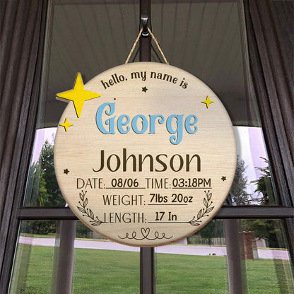 Custom Baby Arrival Announcement - Personalized Wooden Sign