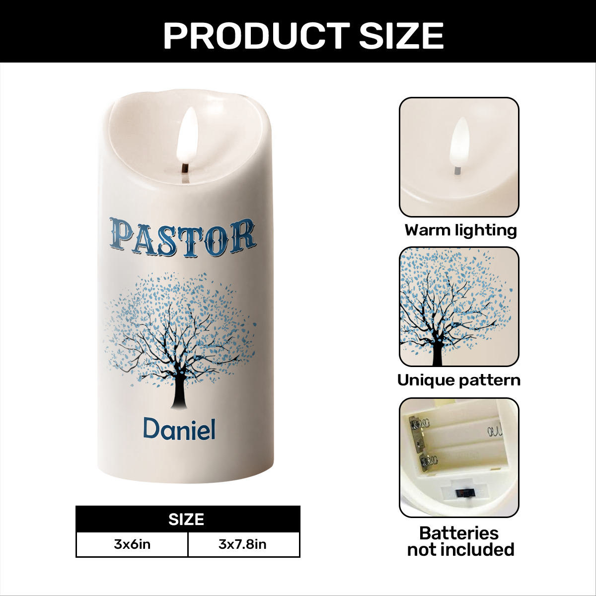 Prayer For Pastors - Personalized Flameless LED Candle