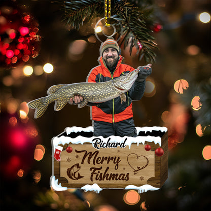 Merry Fishmas Fishing - Personalized 1-Side Acrylic Ornament FCACOLETN2288TA