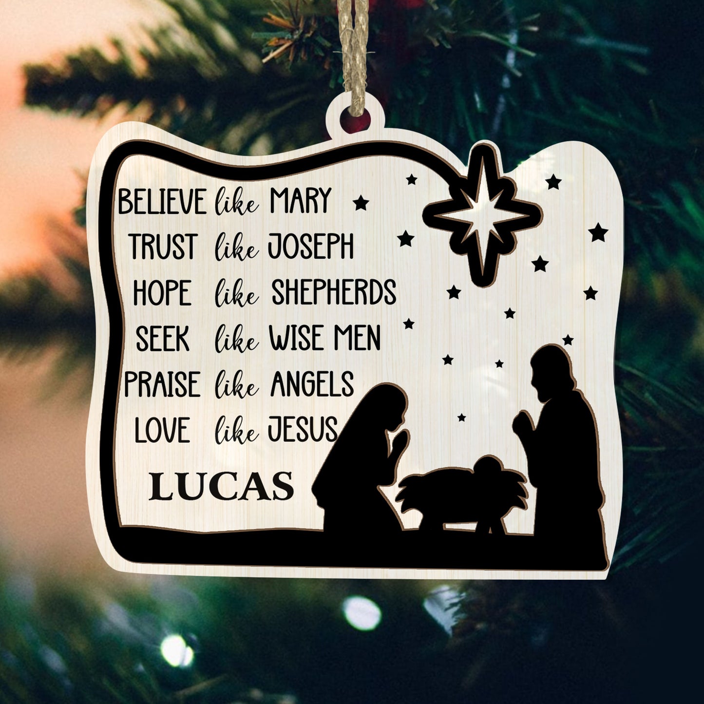 Love Like Jesus - Personalized Wood & Acrylic Ornament