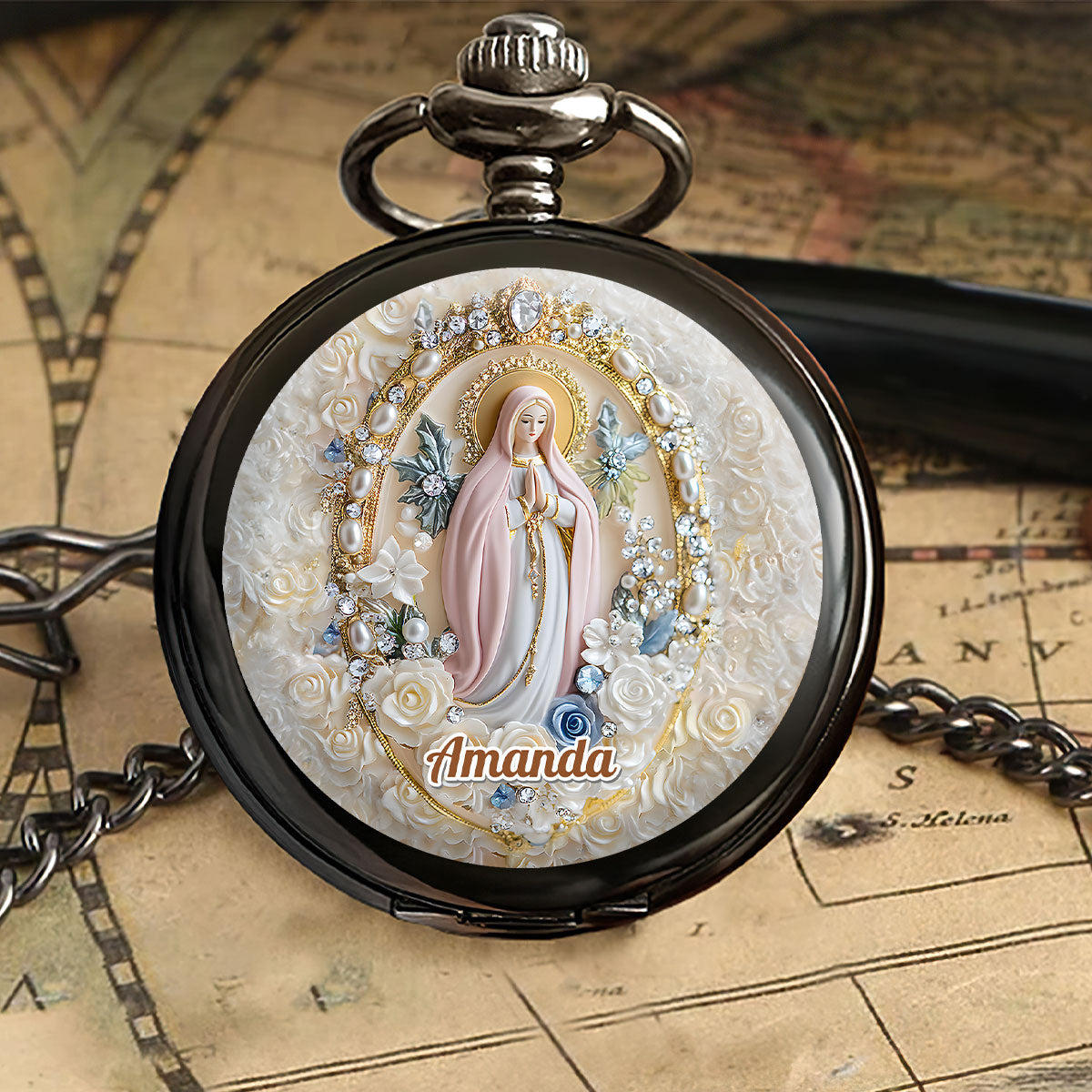 Blessed Mary Prayer Gift - Personalized Pocket Watch