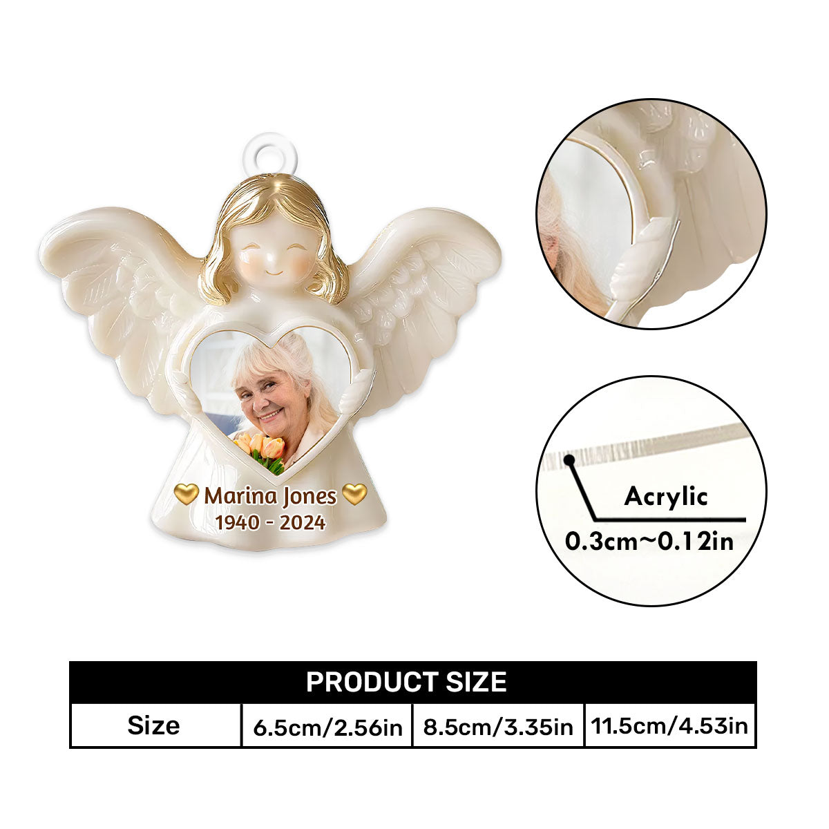 Angel - Personalized 1-Side Car Acrylic Hanging Ornament