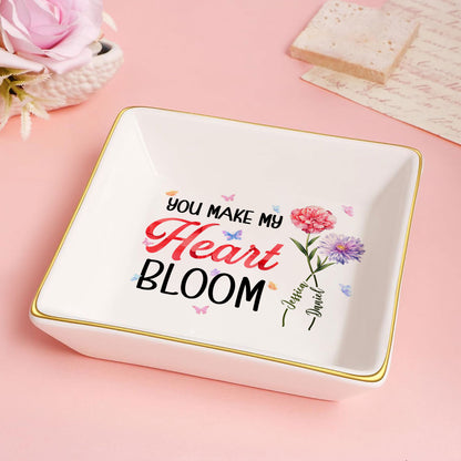 You Make My Heart Bloom - Personalized Jewelry Dish