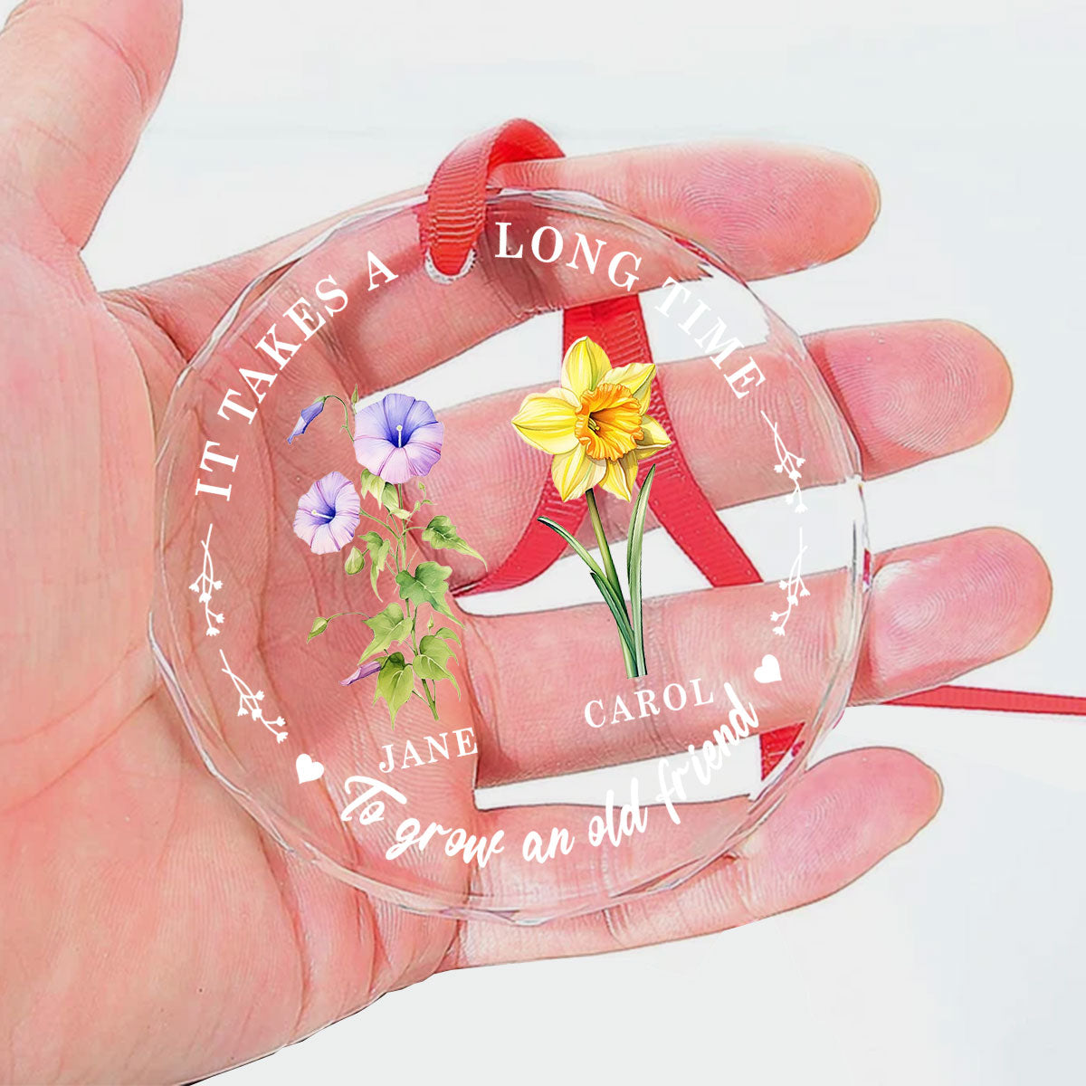 Personalized Birth Month Flower Bestie - Personalized Custom Glass Ornament FCURGOPLEHA2320T