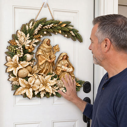 Holy Family Christmas Blessings -  Wooden Door Sign