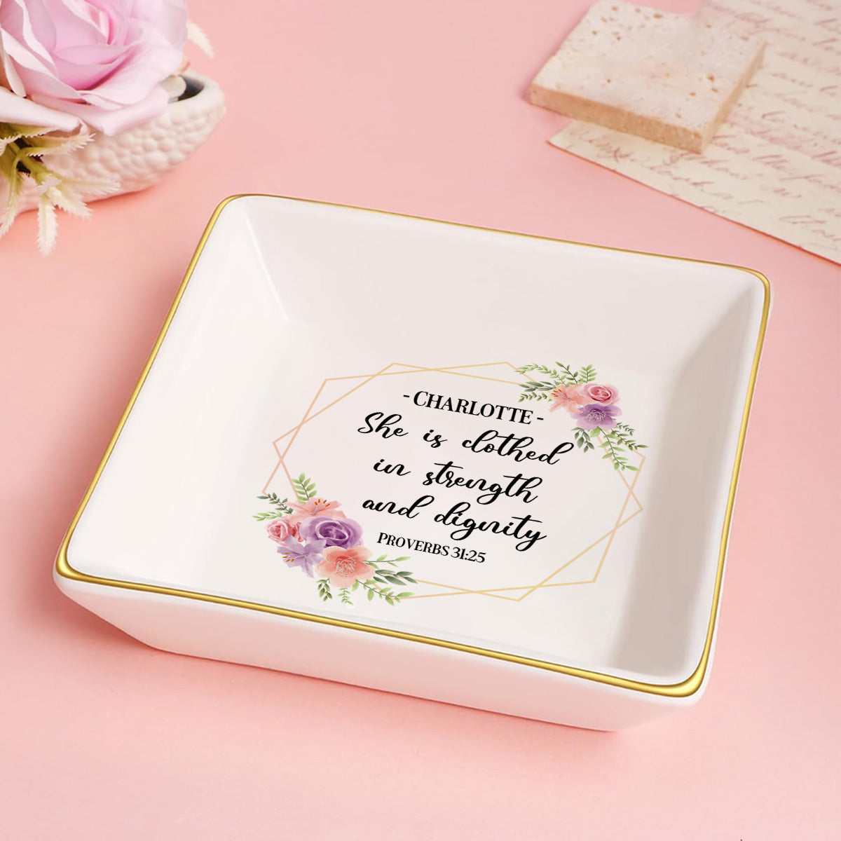 Proverbs 31:25 - Personalized Jewelry Dish FCJDNUTN1896L