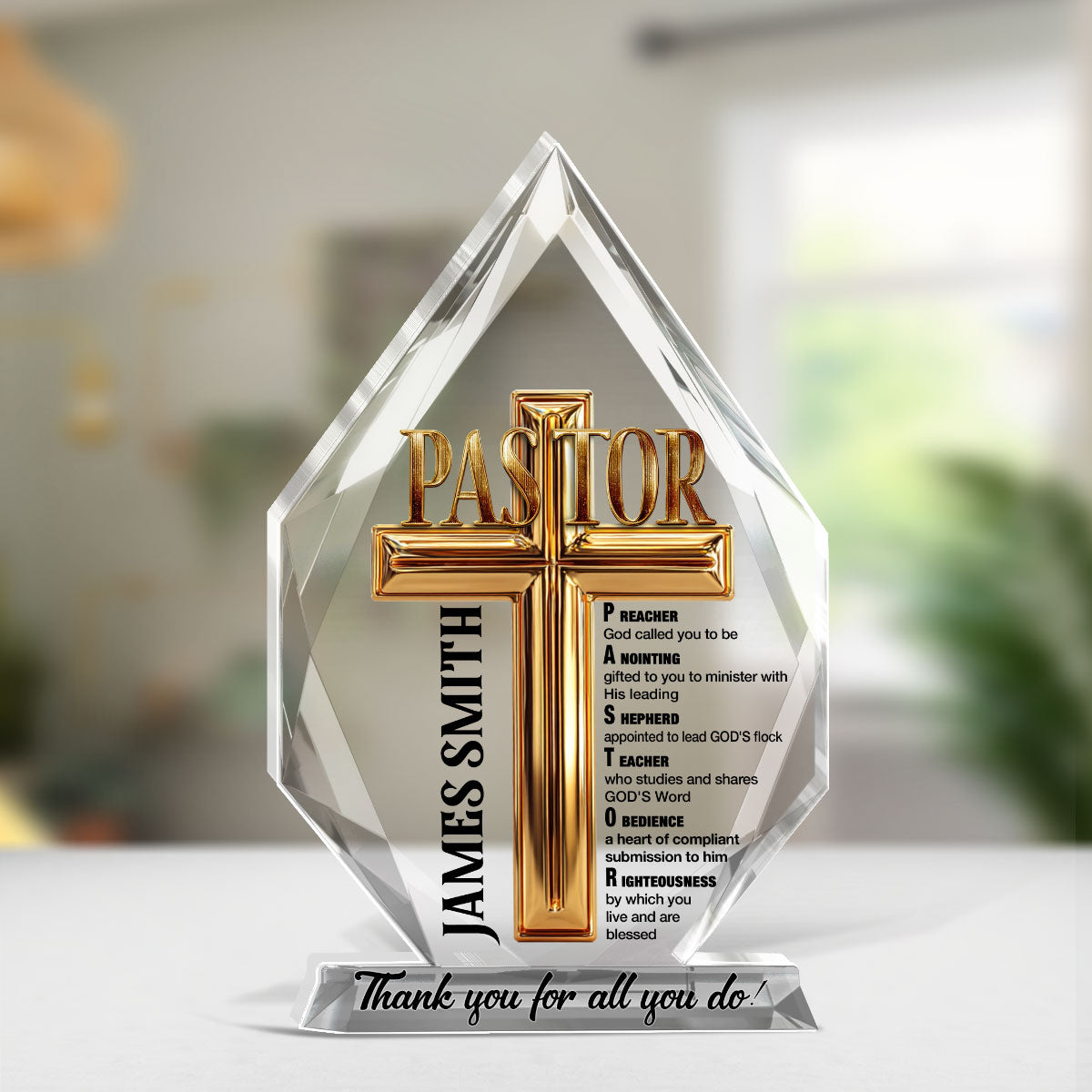 To My Pastor - Personalized Custom Shaped Squared Acrylic Plaque